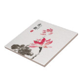 Chinoiserieフリーハンドウォーターカラーロータスフラワーセラ タイル (側面)