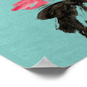 Chinoiserieフリーハンドウォーターカラーロータスフラワーポスト ポスター (角)