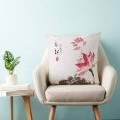 Chinoiserieフリーハンド水彩蓮の花 クッション (椅子)