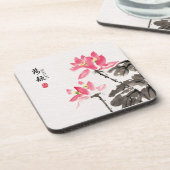 Chinoiserieフリーハンド水彩蓮の花 コースター (左側)