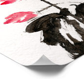 Chinoiserieフリーハンド水彩蓮の花 ポスター (角)