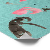 Chinoiserieフリーハンド水彩蓮の花 ポスター (角)