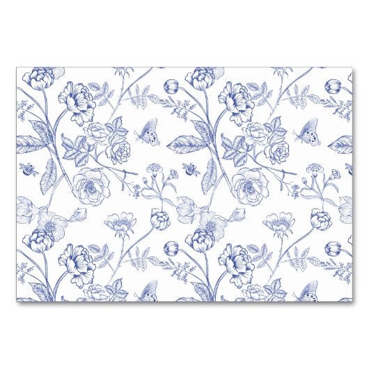 Chinoiserieフレンチブルービクトリアのフードプレイスカード テーブルナンバー (裏面)