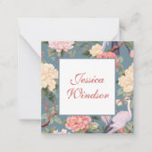 Chinoiserieフローラジェドエグレットギフトエンクロージャ ノートカード (正面)