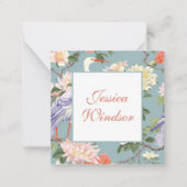 Chinoiserieフローラジェドエグレットギフトエンクロージャ ノートカード (正面)