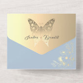 Chinoiserieフローラダスティブルー結婚ズ オールインワン招待状 (裏面)