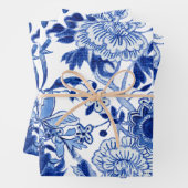 Chinoiserieフローラバードブルーとホワイトデコページ ラッピングペーパーシート (インサイチュ)