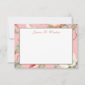 Chinoiserieフローラピンクエグレパーソナライズされた サンキューカード (正面)