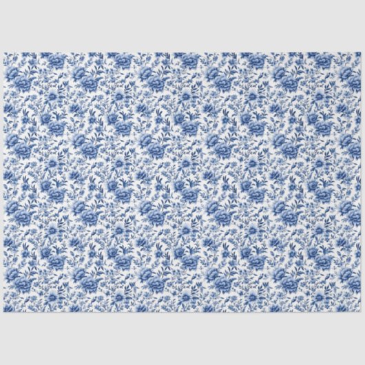 Chinoiserieフローラブルーとホワイトデコページ 薄葉紙 (正面)