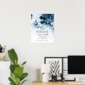 Chinoiserieフローラブルーホワイトウェルカムベビーシャワー ポスター (ホームオフィス)