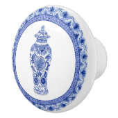 Chinoiserieフローラブルーホワイトジンジャージャーヴィンテージ セラミックノブ (右)