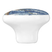 Chinoiserieフローラブルーホワイトトイレスクリプトコラージュ セラミックノブ (側面)