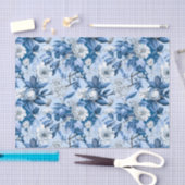 Chinoiserieフローラブルーホワイト絵画のデコページ 薄葉紙 (クラフト)