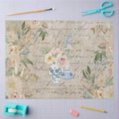 Chinoiserieフローラヴィンテージブルーホワイトベイザーコテージ 薄葉紙 (クラフト)