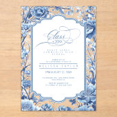 Chinoiserieフローラ縁ど卒業ID1098 アクリル招待状 (正面)