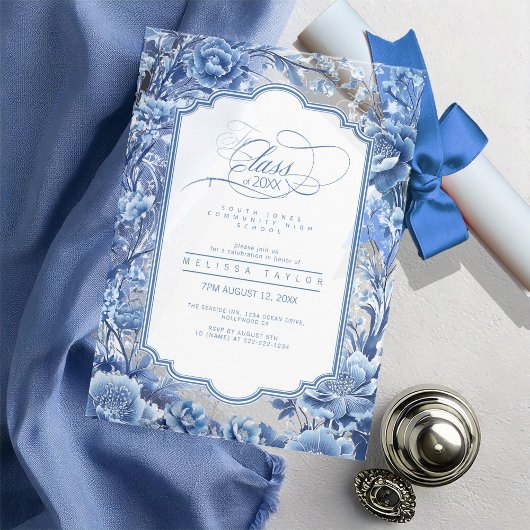 Chinoiserieフローラ縁ど卒業ID1098 アクリル招待状