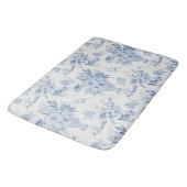 Chinoiserieフローラ花瓶牡丹ブルーホワイトバス バスマット (アングル)