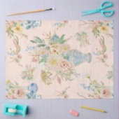 Chinoiserieフローラ花瓶牡丹赤面ピンクデカップホテル 薄葉紙 (クラフト)