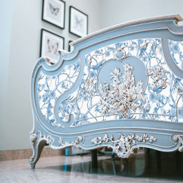 Chinoiserieフローラ鳥ほこりっぽい青い白い切り離し 薄葉紙