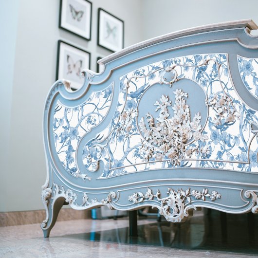 Chinoiserieフローラ鳥ほこりっぽい青い白い切り離し 薄葉紙