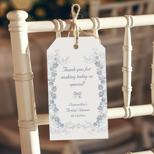 ChinoiserieフローラSomething Blueブライダルシャワー ギフトタグ