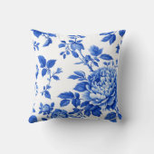 Chinoiserieブルーウィローとホワイトアクセントピロ クッション (裏面)