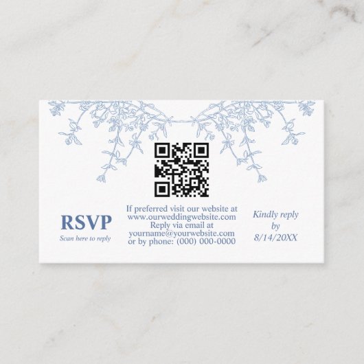 ChinoiserieブルートイレパゴダエレガントウエディングRSVP エンクロージャーカード (正面)