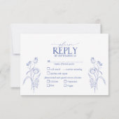 ChinoiserieブルーフランスのフローラビクトリアンRSVPカード 出欠カード (裏面)