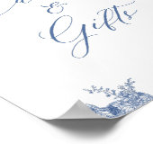 Chinoiserieブルーフローラカードとギフトサイン ポスター (角)