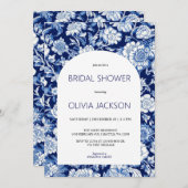 Chinoiserieブルーフローラブライダルシャワー招待 招待状 (正面/裏面)
