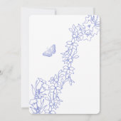 Chinoiserieブルーフローラ金ゴールド結婚ハート 招待状 (裏面)