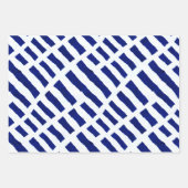 Chinoiserieブルーホワイトフローラとストライプ ラッピングペーパーシート (正面3)