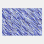 Chinoiserieブルーホワイトフローラとストライプ ラッピングペーパーシート (正面2)