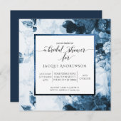 Chinoiserieブルーホワイトフローラスクリプトブライダルシャワー 招待状 (正面/裏面)