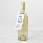 Chinoiserieブルー&ホワイトクリスマスオーナメント ボトルネックタグ (アングル)