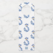 Chinoiserieブルー&ホワイトクリスマスオーナメント ボトルネックタグ (裏面)