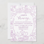 Chinoiserieベビーは醸造茶フローラベビーシャワー 招待状 (正面)