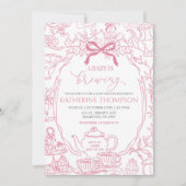 Chinoiserieベビーは醸造茶フローラベビーシャワー 招待状 (正面)