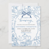 Chinoiserieベビーは醸造茶フローラベビーシャワー 招待状 (正面)