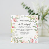 Chinoiserieベリーピンクウォーターカラーバラリーフフローラ 招待状 (スタンド正面)