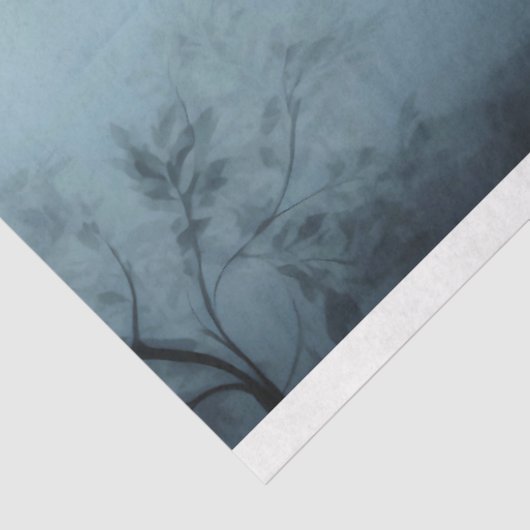 Chinoiserieミッドナイトブルー、ダークムーディーズ花模様 薄葉紙 (詳細)