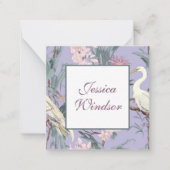 ChinoiserieラベンダーフローラEgretギフトエンクロージャ ノートカード (正面)