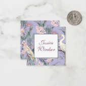 ChinoiserieラベンダーフローラEgretギフトエンクロージャ ノートカード (正面/裏面インサイチュ)