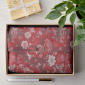 Chinoiserieレッドピンクフローラ絵画のデコペ 薄葉紙 (ギフト)