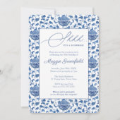 Chinoiserieレディーマイルストン誕生日サプライズパーティー 招待状 (正面)