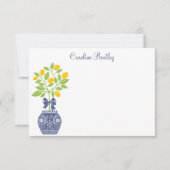Chinoiserieレモンツリーパーソナライズされたノートカード サンキューカード (正面)