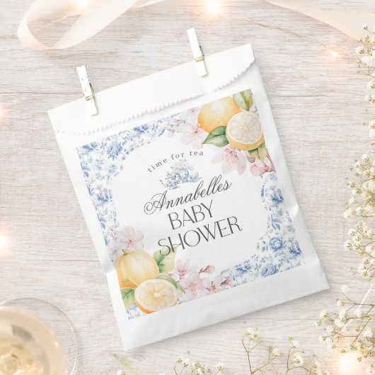 Chinoiserieレモンティーパーティーベビーシャワーデザート フェイバーバッグ (クリップ留めされた状態)