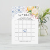 Chinoiserieレモンティーパーティーベビービンゴシャワーゲーム 招待状 (スタンド正面)