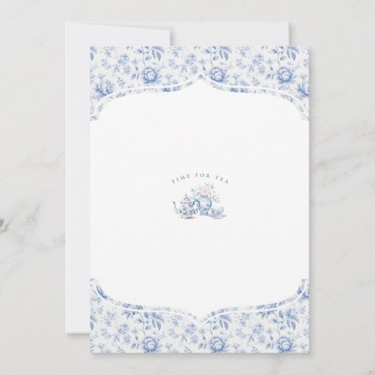 Chinoiserieレモンティーパーティーベビービンゴシャワーゲーム 招待状 (裏面)