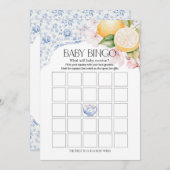 Chinoiserieレモンティーパーティーベビービンゴシャワーゲーム 招待状 (正面/裏面)